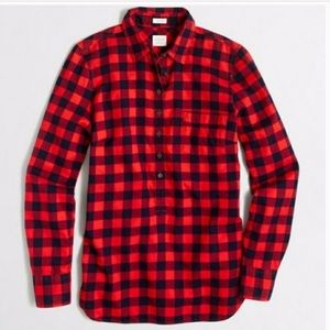 J. Crew Factory Perfect Fit Buffalo Plaid Button Collar Flannel Long Sleeve Top